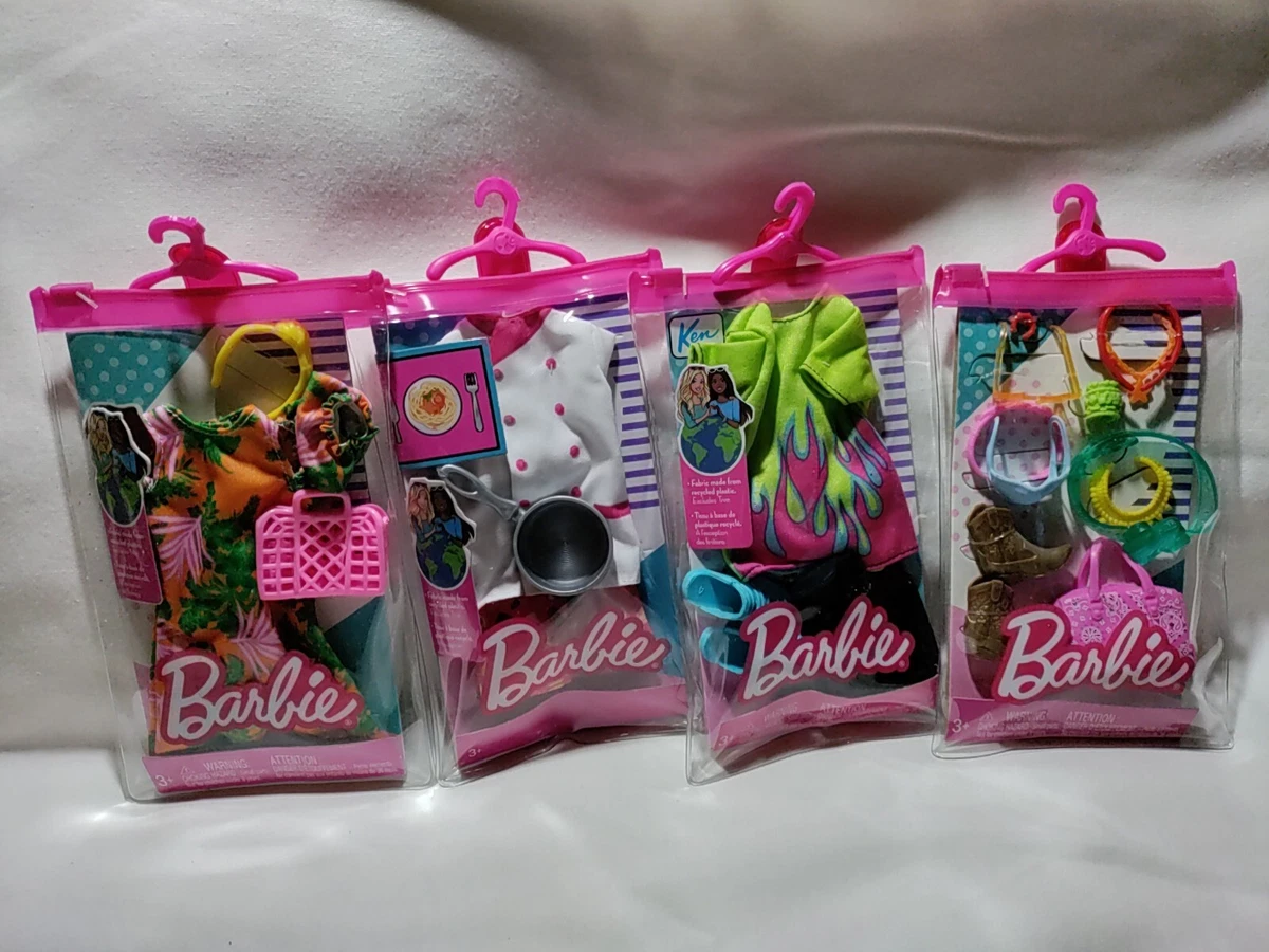 Lot Of 4 Sealed Barbie Accessories Packs Mattel Clothes Shoes Purses