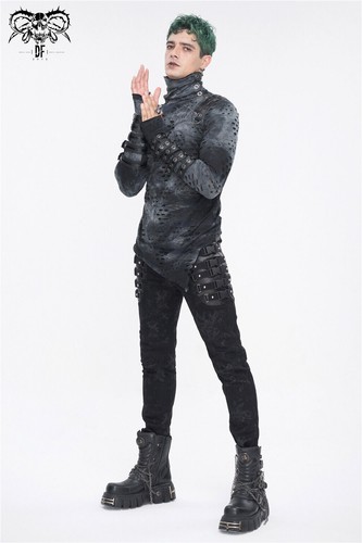 Devil Fashion Herren Schwarz Gothic Punk Multi-Schnallen Träger Hose Skinny Pants - Bild 11 von 18