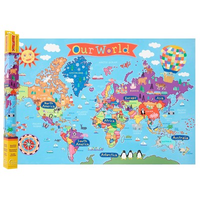   World Wall Map, Laminated Wall Map Poster for , Informative Learning Resour...