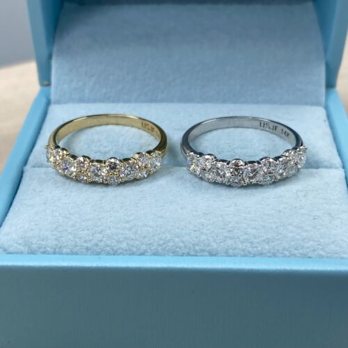 Bracelet de mariage diamant taille ronde cultivé en laboratoire design alternatif or 14 carats 1 carat - Photo 3 sur 22