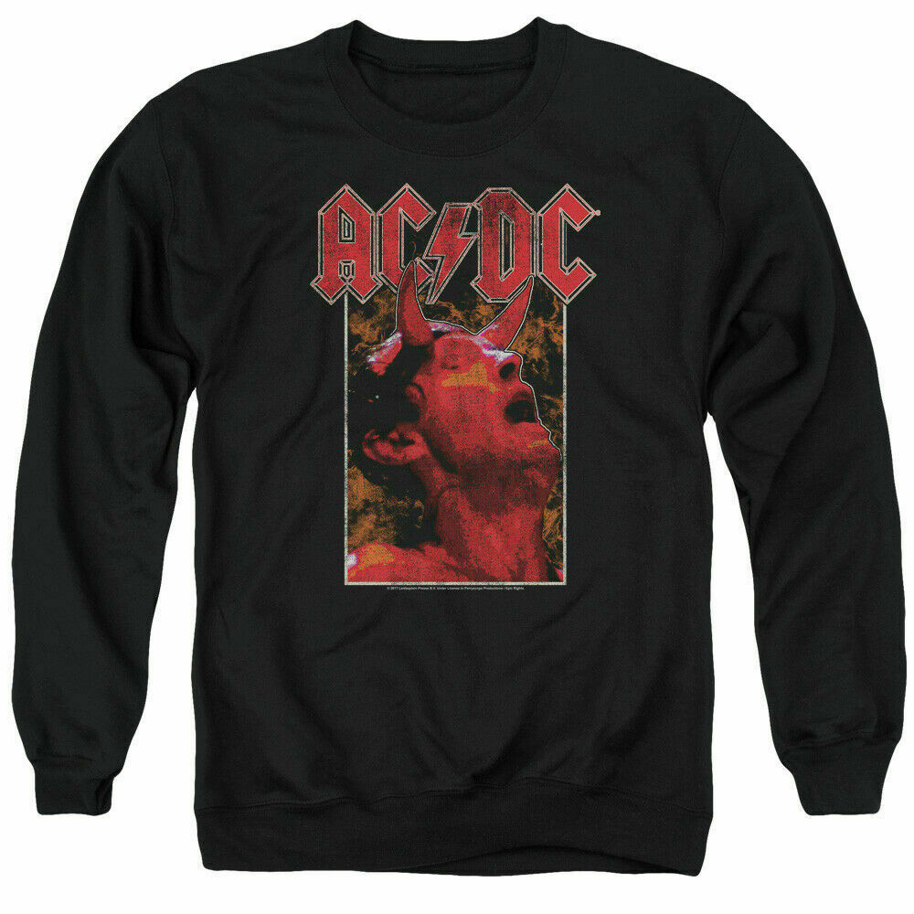 AC/DC Horns Crewneck Sweatshirt Mens Licensed Rock N Roll Music Band ...