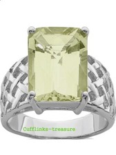 Natural Green Amethyst Gemstone with 925 Sterling Silver Ring for Men's 9R2
