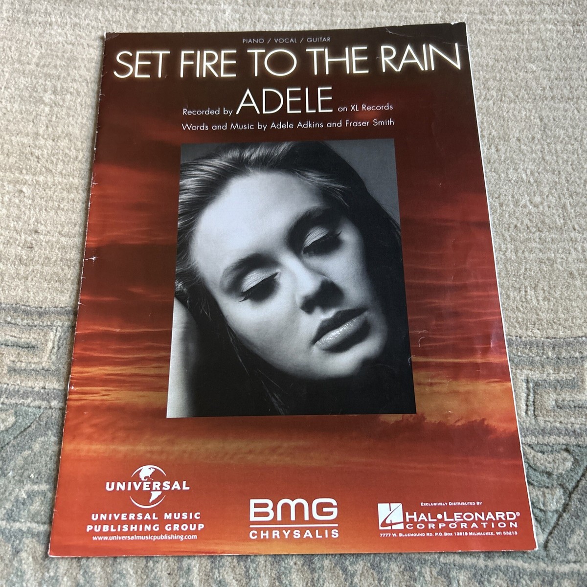 Adele - Set Fire to the Rain Sheet Music Piano Vocal Hal Leonard