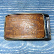 Levi Strauss Co Promo Belt Buckle Leather Inlay Vintage 70s 80s .GTA858