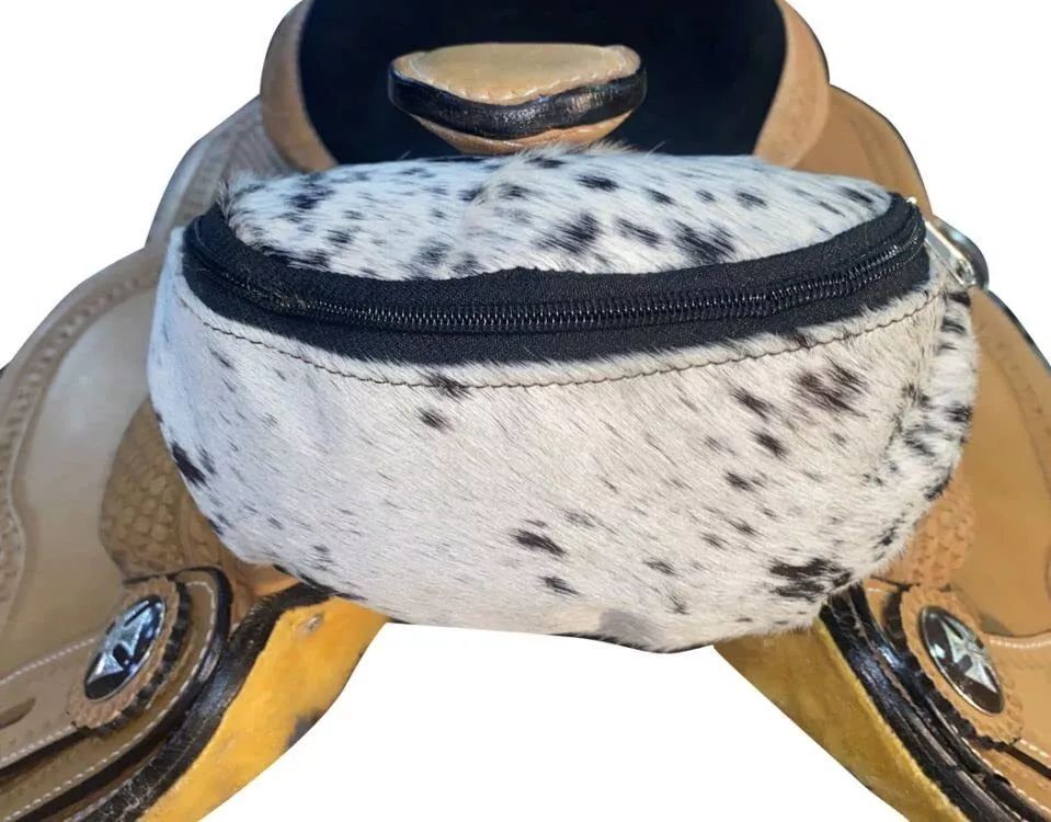 Showman Cow Print Insulated Nylon Saddle Pouch