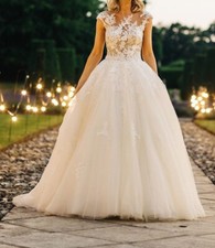 PRONOVIAS Floral Embroidered Wedding Bridal Gown Dress -OFELIA -Off-white -US 10