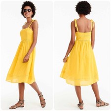 *J.Crew* Point Sur Tie-Shoulder Yellow Midi Summer 100% Cotton Voile Dress, 0. .