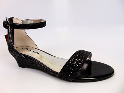 Nina Kristina Low Wedge Dress Sandals Youth Girls Shoe Size 6.0 Black, NEW, 2152
