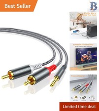 Durable and Flexible 6.6ft RCA to 3.5mm Audio Splitter Cable - Braided Design