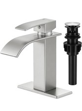 Bathroom Faucets Brushed Nickel Waterfall Bathroom Sink Faucet Modern Single Han