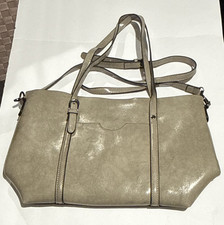 Women's Gray Large Tote Shoulder Bag Double Handles Detachable Strap Zip Pockets