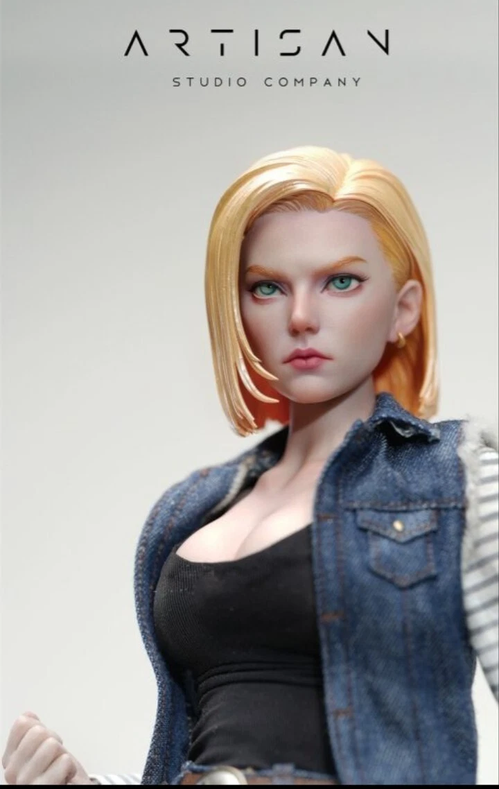 Dragon Ball Z Android 18 Ropa de tela real 1/6 Figura de acción Estudio artes...