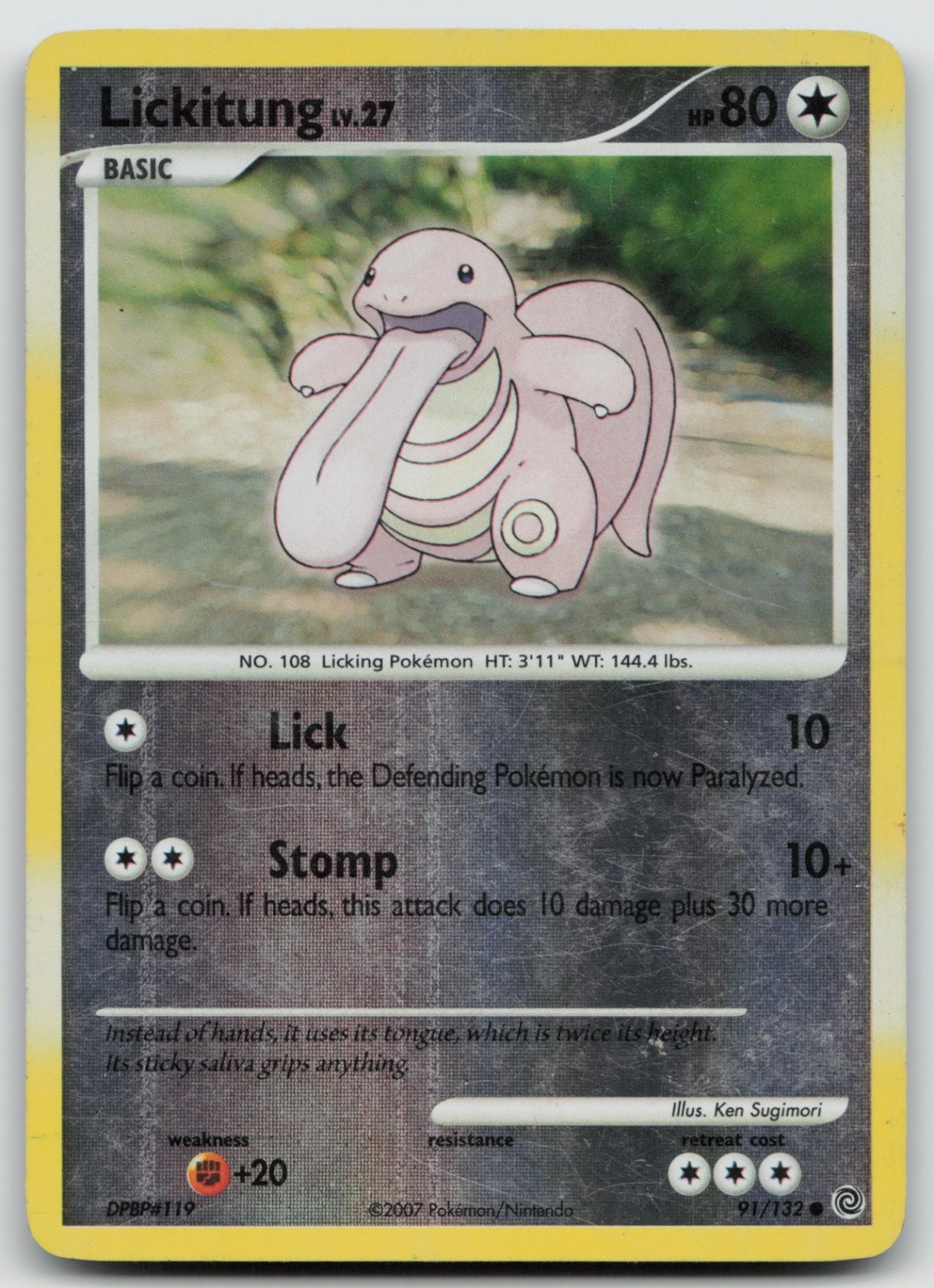 Pokemon Card Lickitung REVERSE HOLO Secret Wonders 91/132