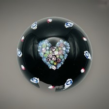 Caithness "Heart" Millefioir Glass Paperweight Colin Terris 1981 LE