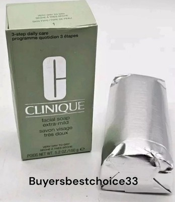 CLINIQUE Facial Soap BAR Extra-Mild for Very Dry Skin (5.2oz/150gm) FULL SIZE