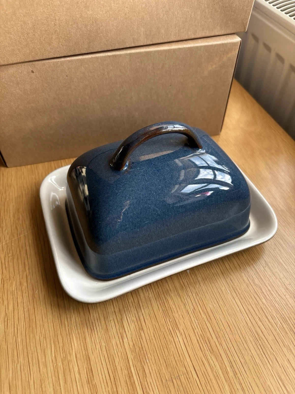 Denby Boston Blue Butter Dish Great Condition
