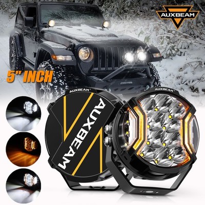 AUXBEAM 2pcs 5'' LED Pods Side Shooter White Light Amber DRL For 2019-2024 Chevy