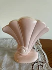 Vintage MCM Red Wing 7.5" Tall Fan Vase Pink/White 892 CHIP ON VERY BOTTOM