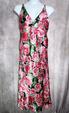 Fredericks Hollywood Pink Rose Maxi Nightgown Large Slip Dress Satin Strappy Y2K