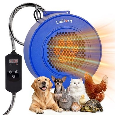 500W Dog House Heater with Thermostat, 24H Timer & Smart 40-115°F Adjustable 