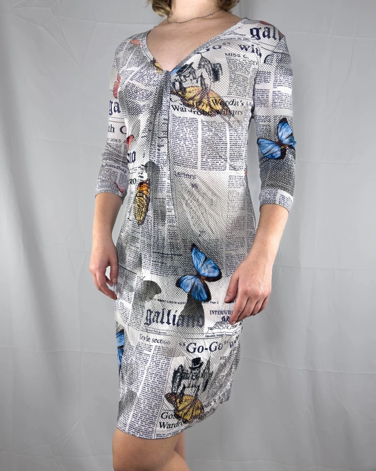 JOHN GALLIANO Iconic Newspaper Gazette Print colour tunic dress size 28/42 - Image 2 of 4
