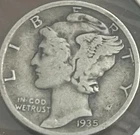 *1935 P Mercury Dime 90% SILVER **FREE SHIPPING**