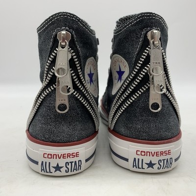 Converse Chuck Taylor Shoes Women 6 Black Leather Side Zip Grunge Goth‎ Sneakers Converse All Star Sneakers Womens 7 Black High Top Punk Goth  main image 4