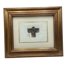 Vintage Framed Japanese Art by Reiko Signed Cross Design Painting