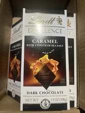 6x Lindt Excellence Caramel With Touch Of Sea Salt Dark Chocolate Bar, Kosher