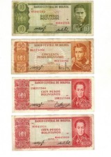 Bolivian Banknotes Pick Nr. 154, 162, 163, 164 A, 166, 167, 168, 169, VF