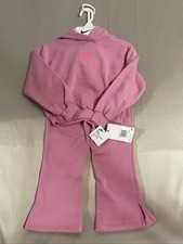Nike Hoodie - Child 2-Piece Set Sweatsuit Flared - Pink - Size 4 XS 3-4 Yrs 