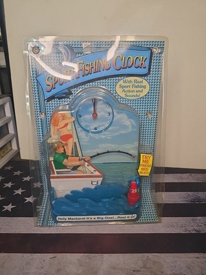 1999 Sport Fishing Clock with Motorized Fishing Action and Sounds NEW Sealed