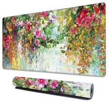 Watercolor Flowers Large Gaming Mouse Pad, 35.4 x 15.7 Inch, Extended Desk Mat