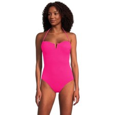Tommy Bahama Size 6 Pink Island Cays V-Front Bandeau One Piece Swimsuit K32-9