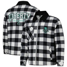Unisex The Wild Collective Black/White New York Liberty Flannel Full-Zip Shacket