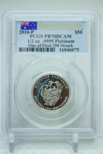 2010-P $50 Discover Australlia 1/2oz Platinum Proof Coin PCGS PR 70DCAM #6075 2500.00 per troy oz
