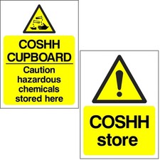 COSHH Cupboard Store Sign 2 Pack Self Adhesive Vinyl Safety Stickers 200x150mm