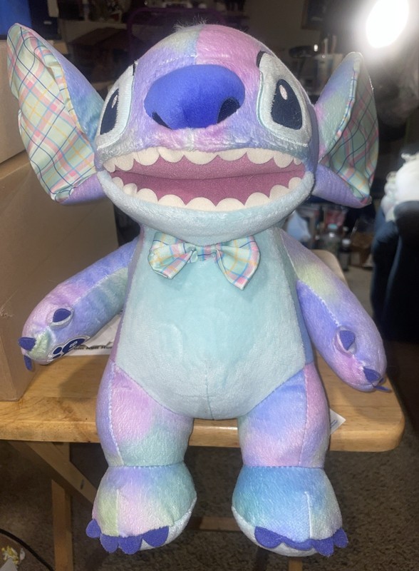 Build-A-Bear Disney Stitch Easter Pastel Plaid Tie-Dye Plush BAB 2021