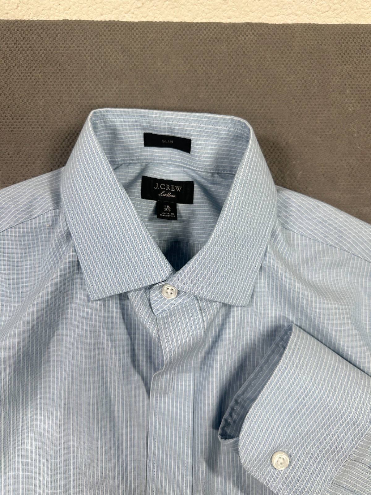 J Crew Slim Fit Seersucker Striped Button Down Shirt Mens Size 15/33