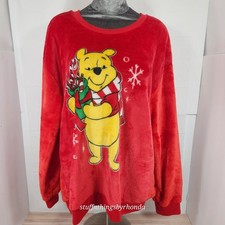 DISNEY WINNIE THE POOH Red Plush Pull Over Sweatshirt Jumper