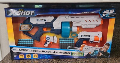 ZURU X-SHOT TURBO FIRE & FURY 4 & MICRO BLASTER & DARTS #36345 NEW