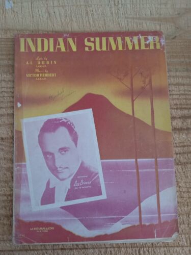 Lou Breese Indian Summer Sheet Musical Dubin Victor Herbert 1939 VTG Voice*SSF