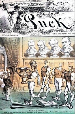 Columbia Rowing Team Champions 1878 BRAWN v BRAINS MUSCLEMEN Matted Puck Art