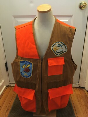 Vintage Redhead Blue Bill Canvas Hunting Shooting Vest Sportsman Safety Back L