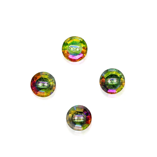 4 Piece Set 12 mm made with  Swarovski Components 2-Hole   Buttons AB/M-foiled