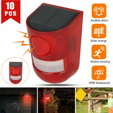 10PCS 6 LED Solar Power Warning Light Motion Sensor Alarm Strobe Lamp 129DB