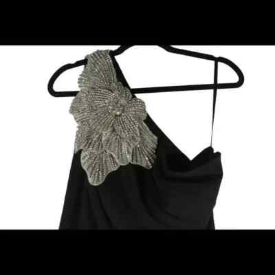 【MAC DUGGAL】関税込★ブラックワンショルガウン Mac Duggal 9164 Ruffle Slit One Shoulder Dress
