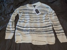 NEW WOMENS CALVIN KLEIN JEANS MARLED SWEATER CURVED HIGH/LOW HEM 
