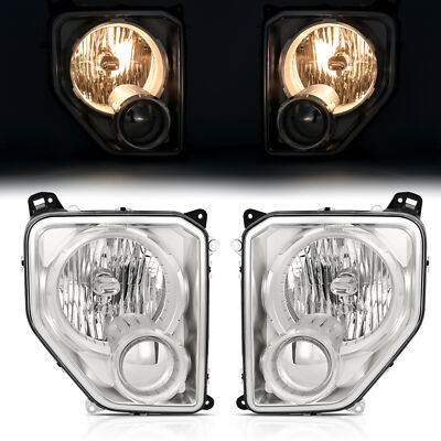 2PCS Pair Headlight W/Bulb For JEEP Liberty 2008-2012 Halogen Lamps Clear Lens