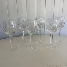 6 Shannon by Tipperary Wine Water Goblets Stemware Stems Claret Irish Hand Cut